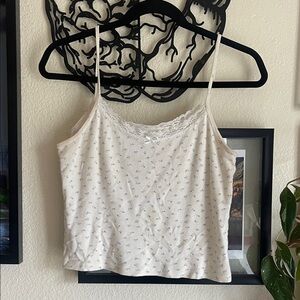 Brandy Melville White Floral Lace Cami